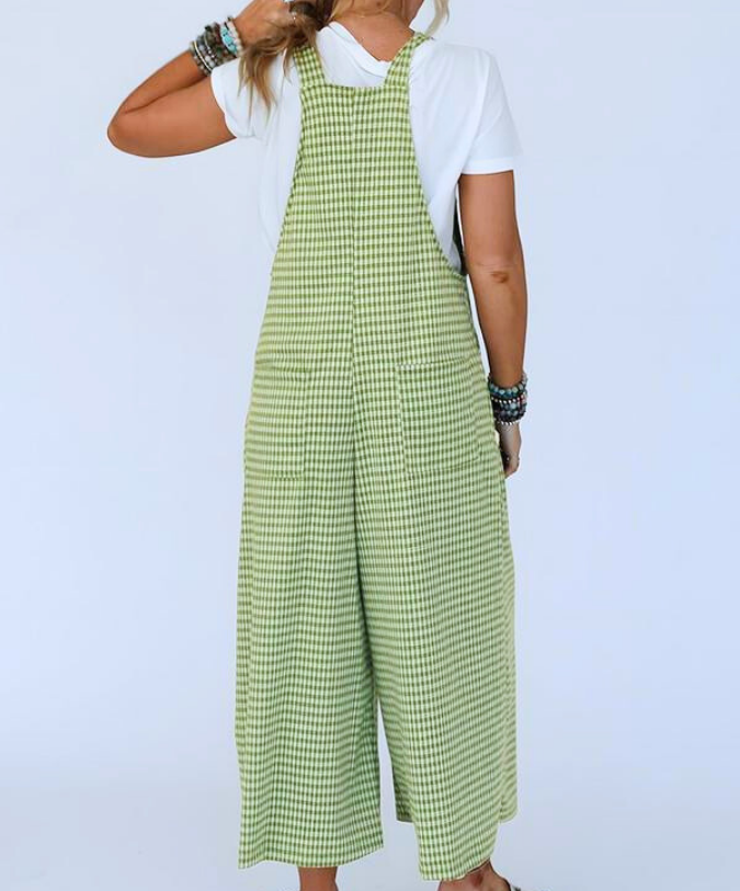 Marlowe Plaid Wide-Leg Jumpsuit