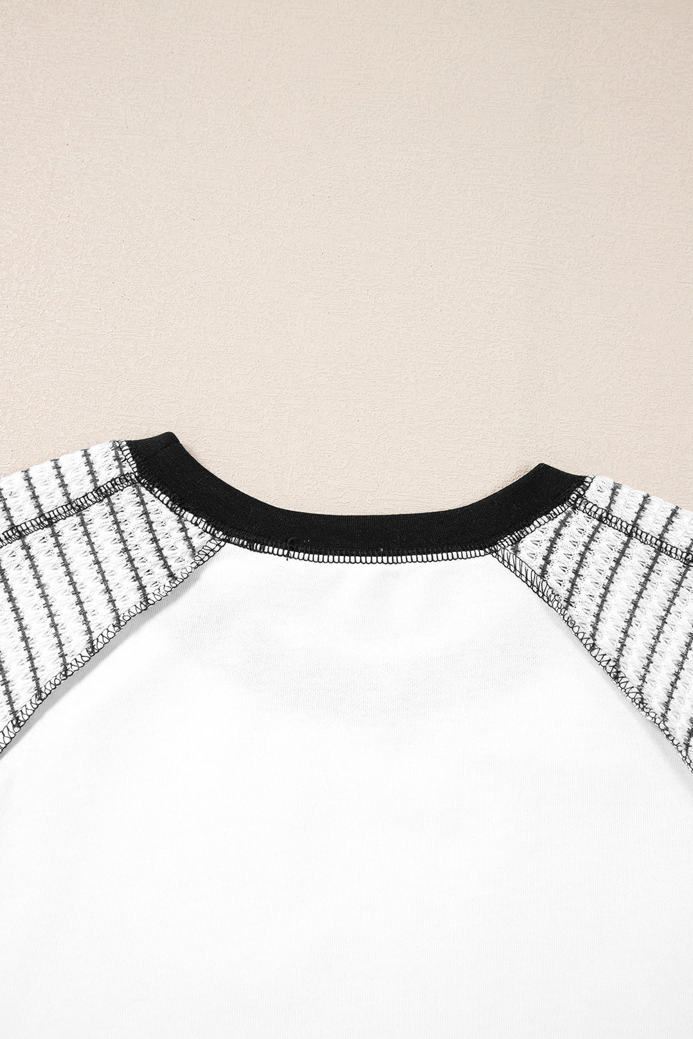Black Striped Raglan Sleeve Patchwork Top