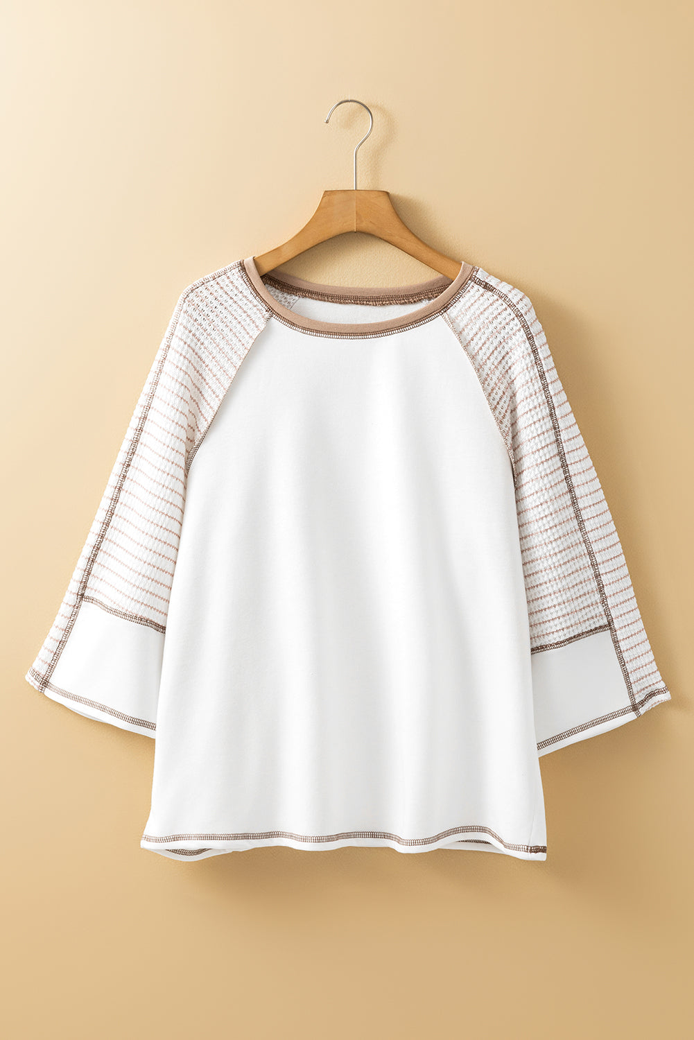 Black Striped Raglan Sleeve Patchwork Top