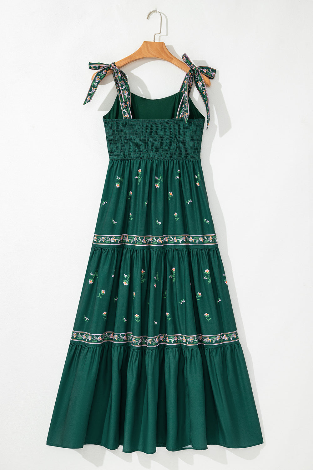 Blackish Green Boho Floral Print Sleeveless Dress