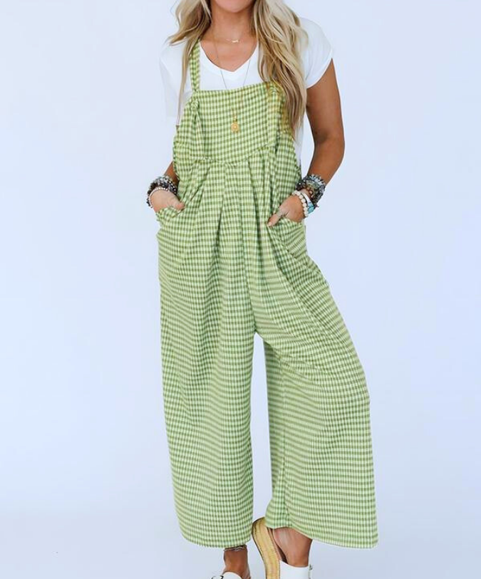 Marlowe Plaid Wide-Leg Jumpsuit