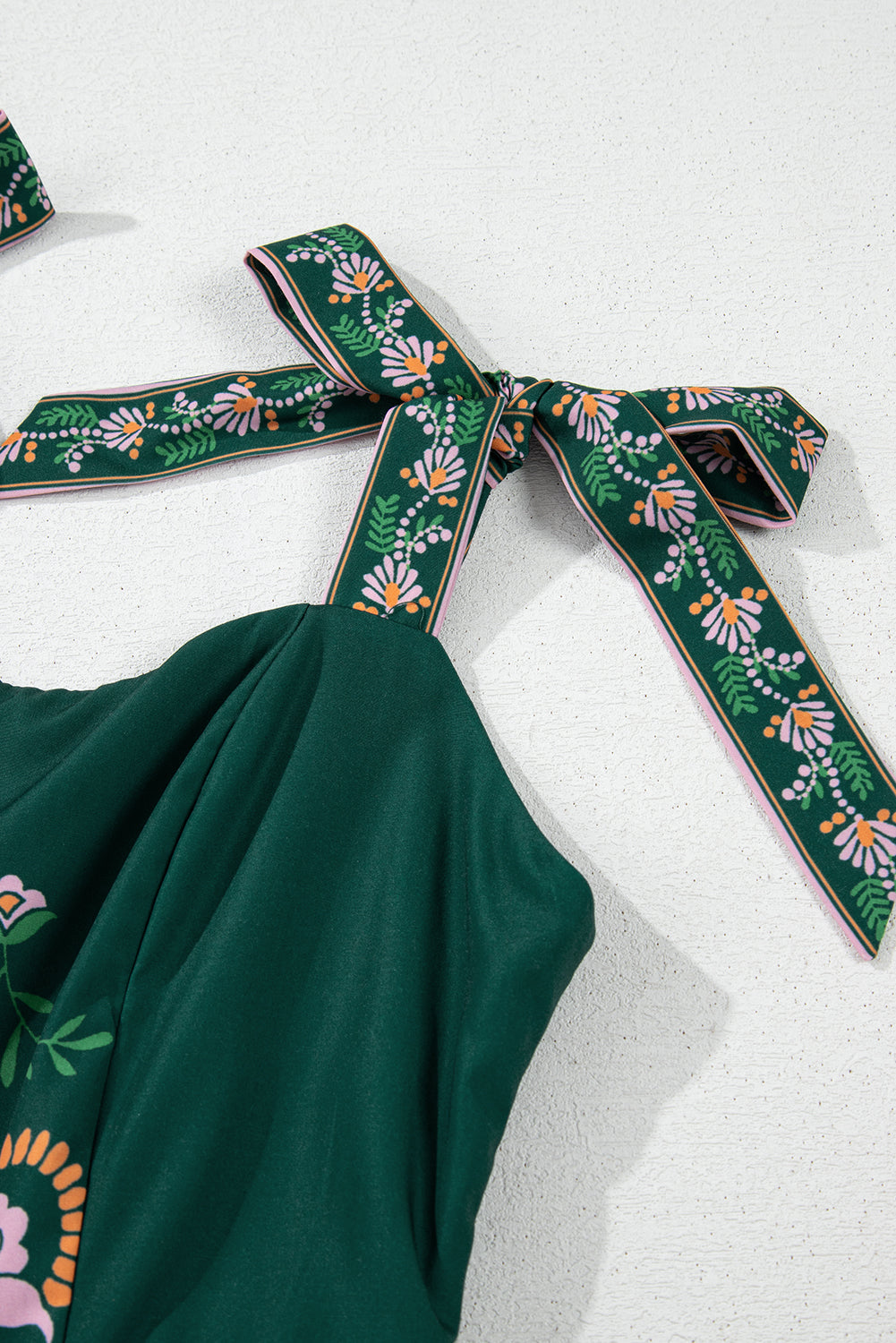Blackish Green Boho Floral Print Sleeveless Dress