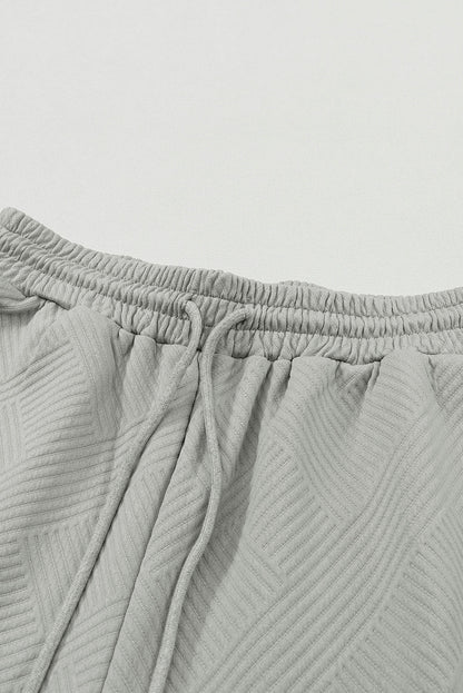 Dark Khaki Textured Loose Slouchy Long Sleeve Top and Pants Set