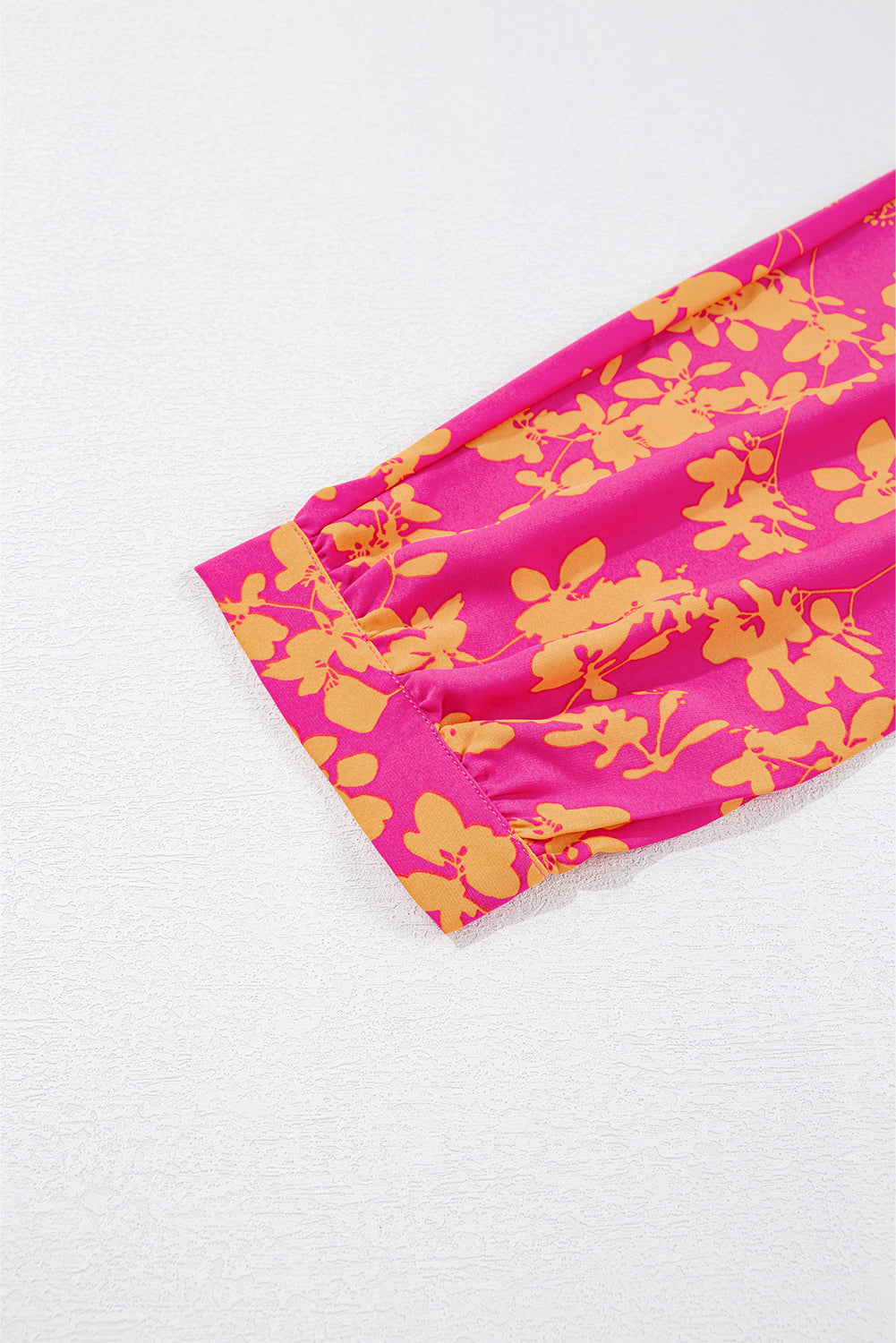Pink Floral Print Drawstring Flowy Short Dress