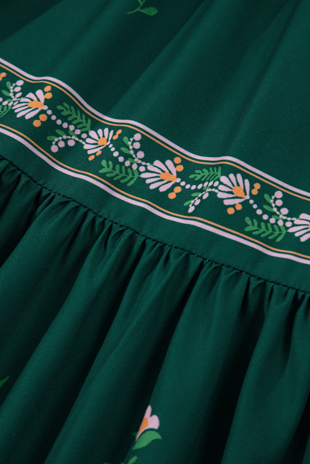 Blackish Green Boho Floral Print Sleeveless Dress