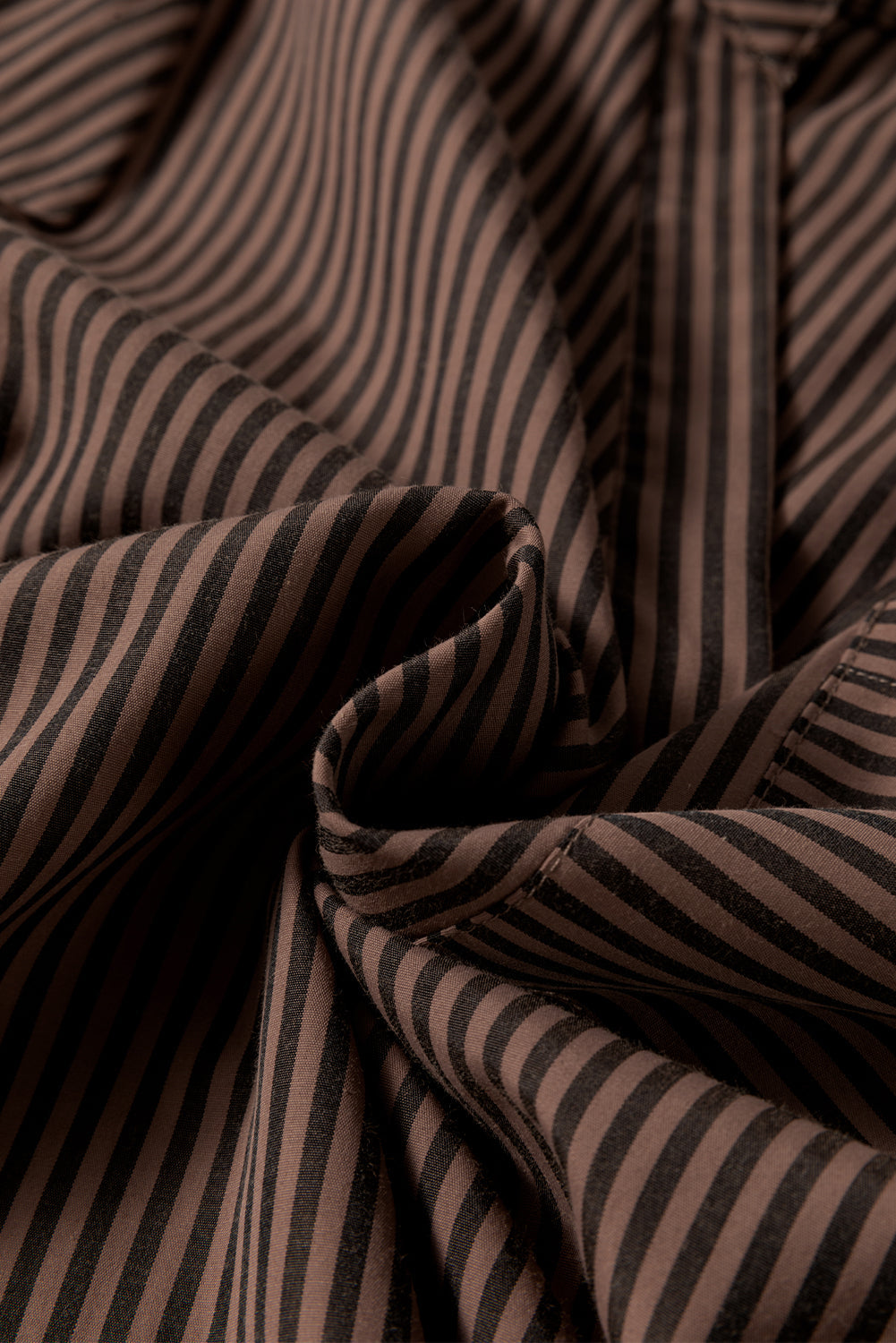 Green Stripe V Neck Pocket Roll-Up Sleeve Shirt