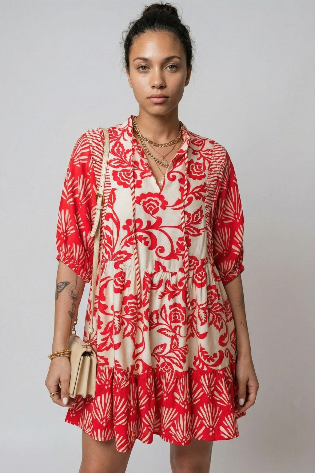 The Crimson Bloom Collared Mini