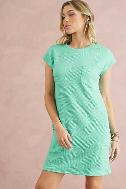 Katy Plain Textured Pocketed Mini Dress
