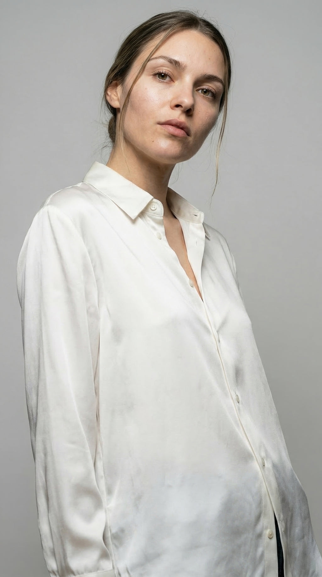 The Ivory Satin Classic Shirt