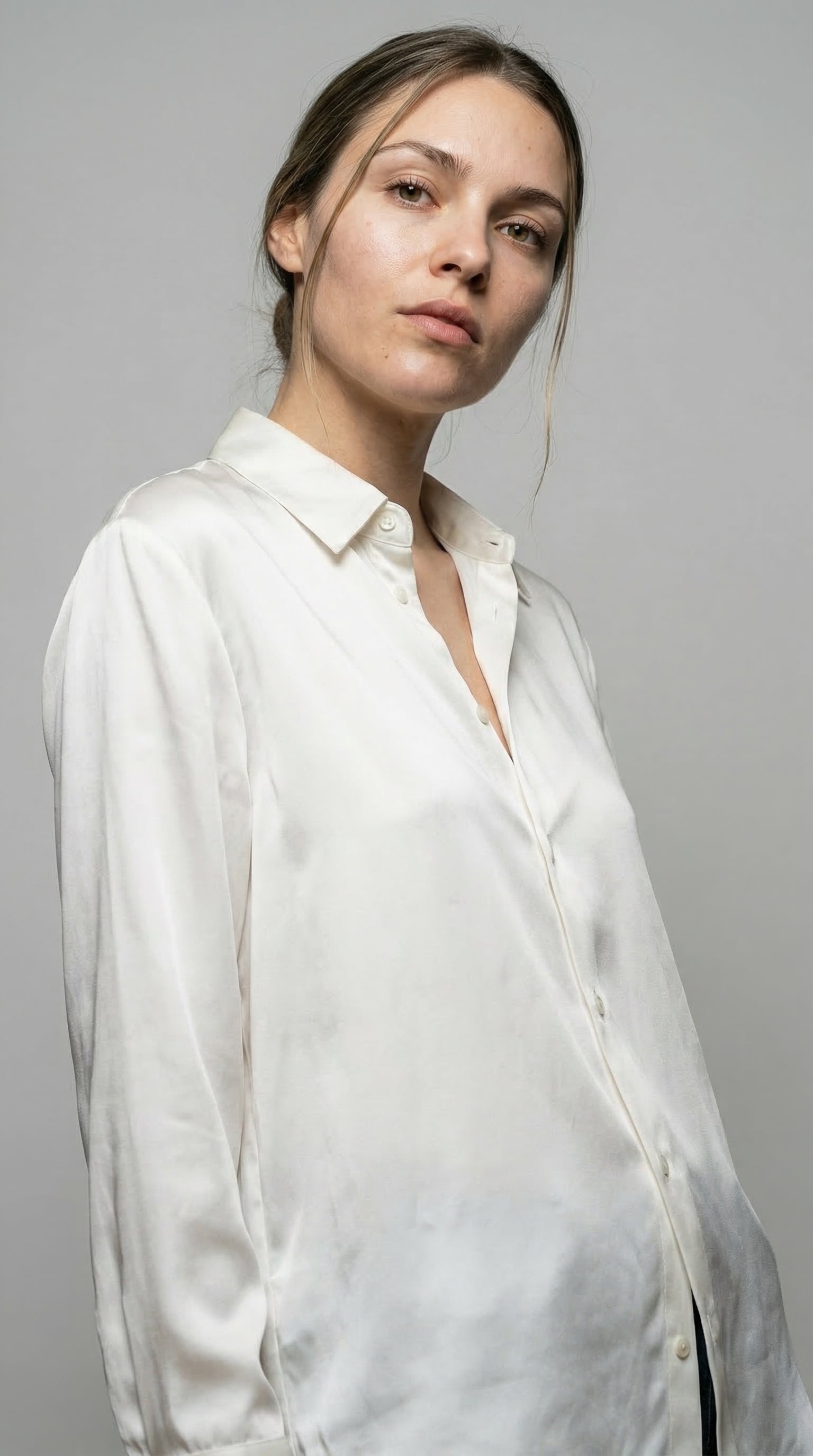 The Ivory Satin Classic Shirt