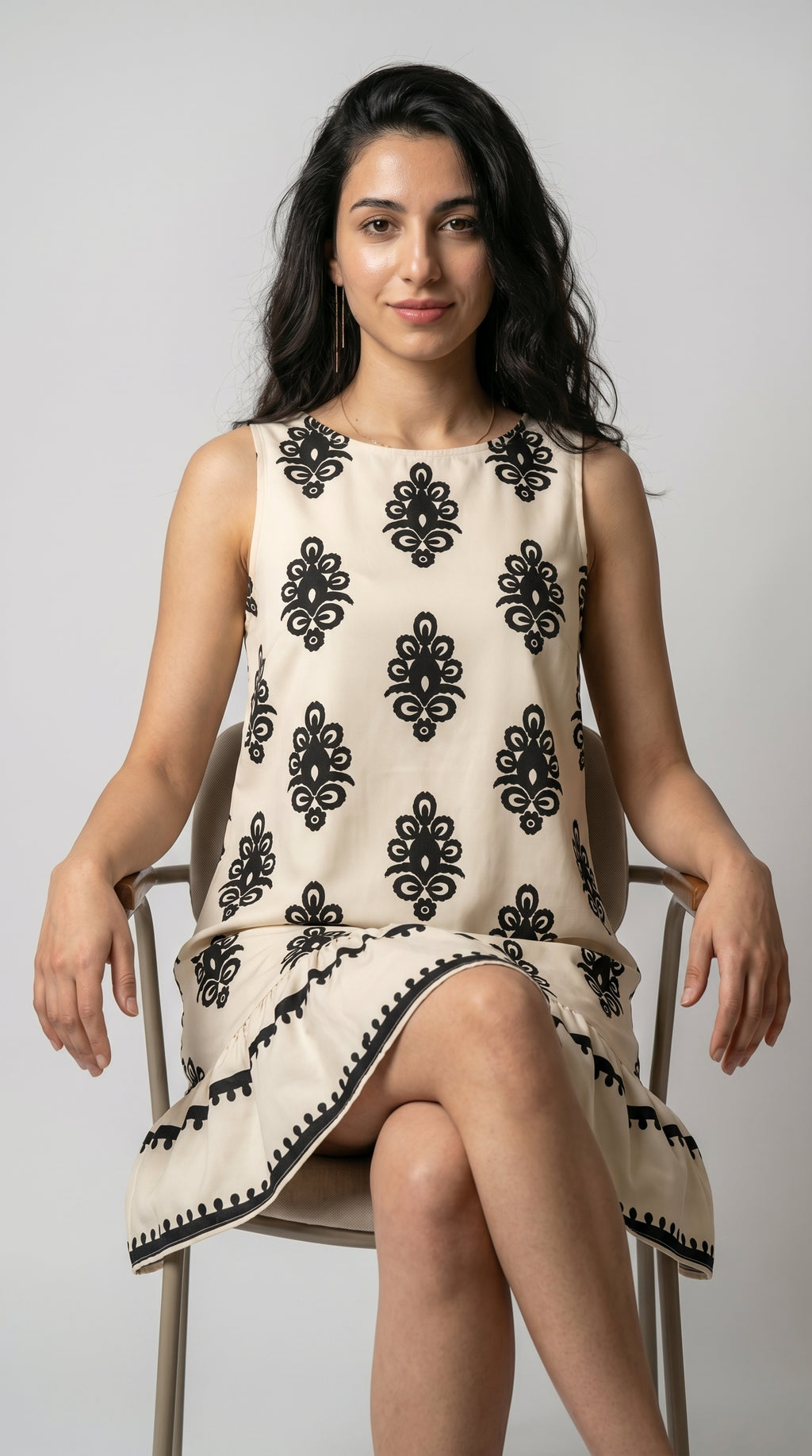 The Ivory Mosaic Hollowed Bowknot Back Mini Dress