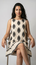 The Ivory Mosaic Hollowed Bowknot Back Mini Dress