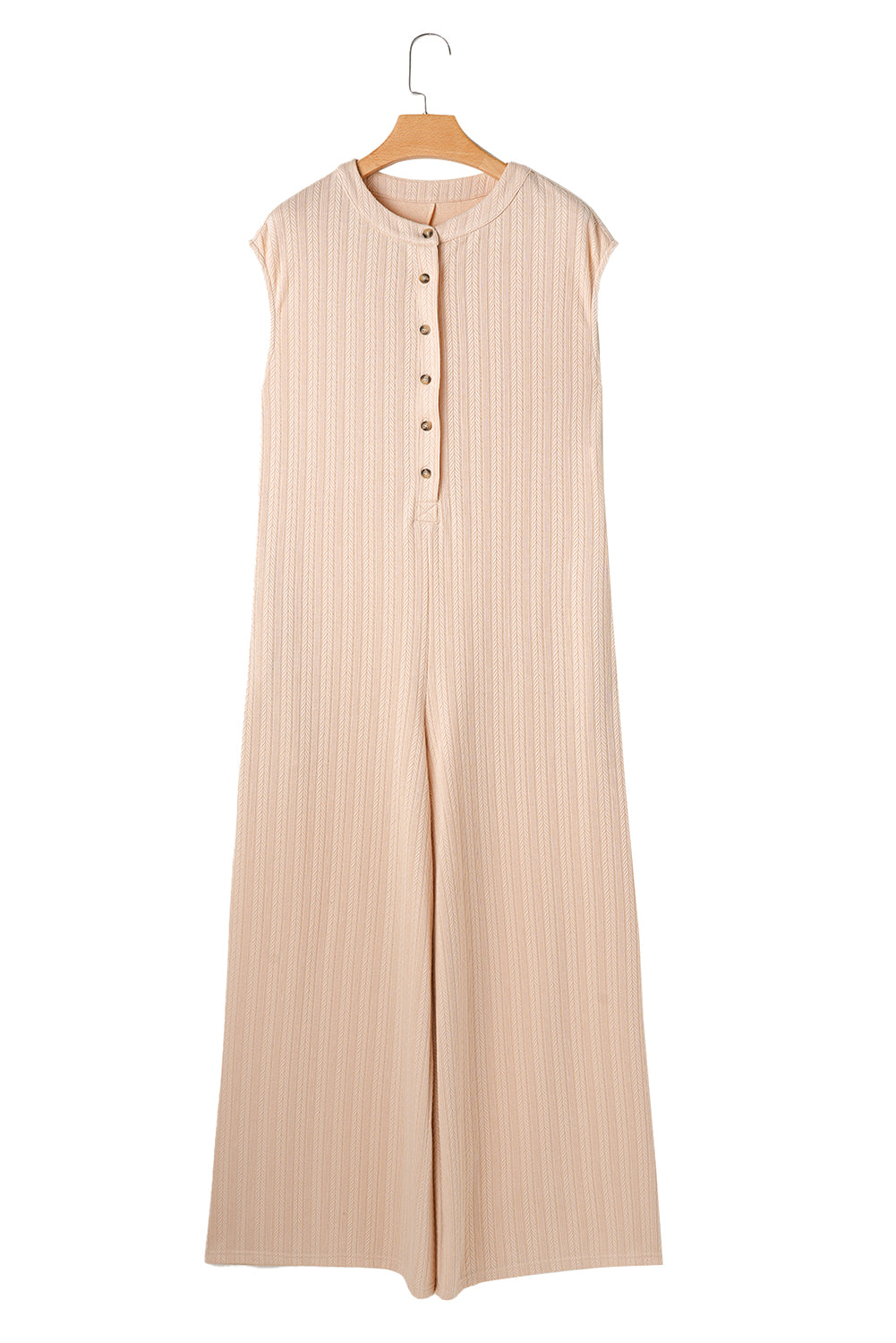 Smoke Gray Textured Buttoned Wide Leg Sleeveless Jumpsuit