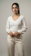 The Soft Weave V‑Neck top