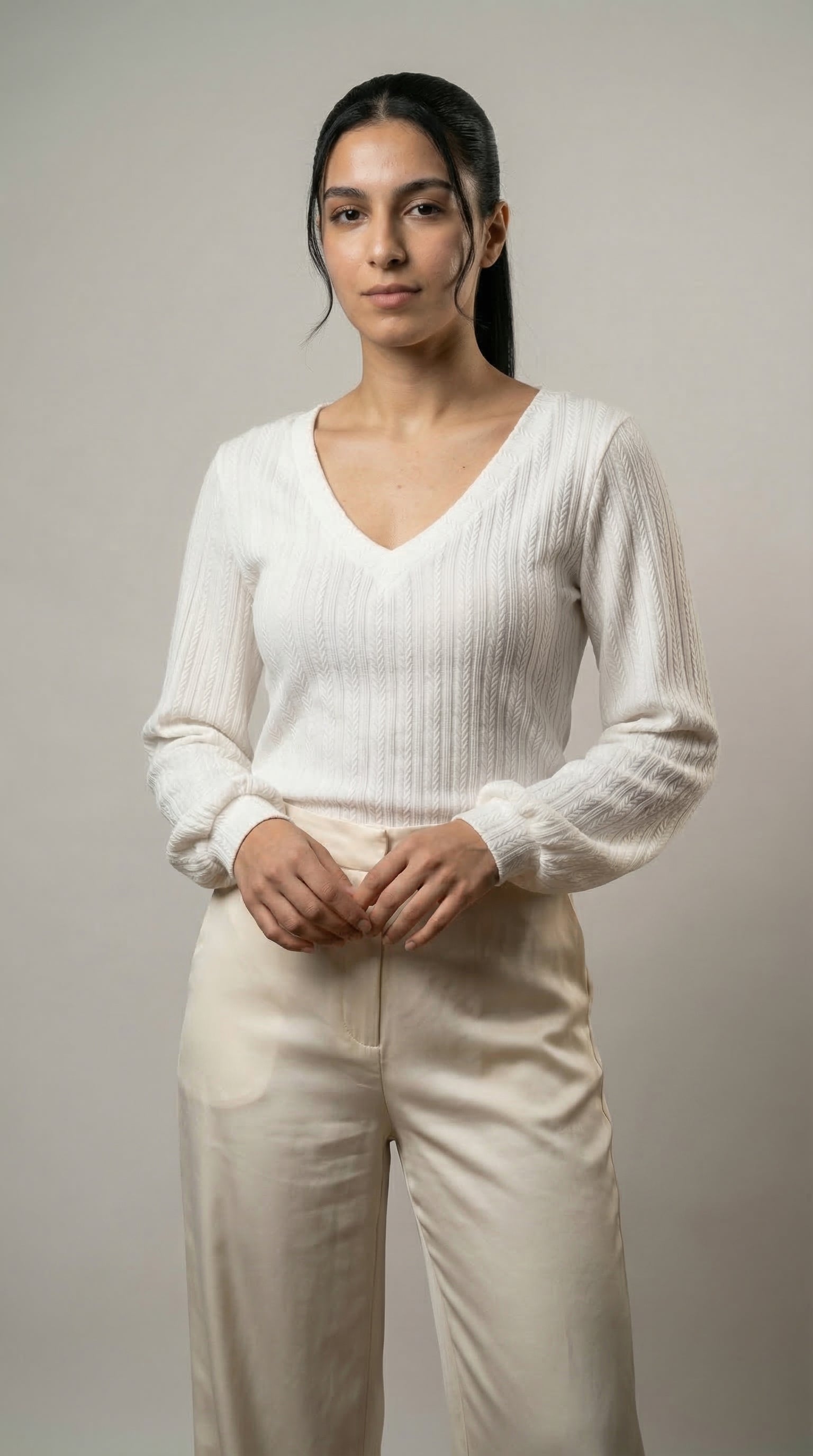 The Soft Weave V‑Neck top