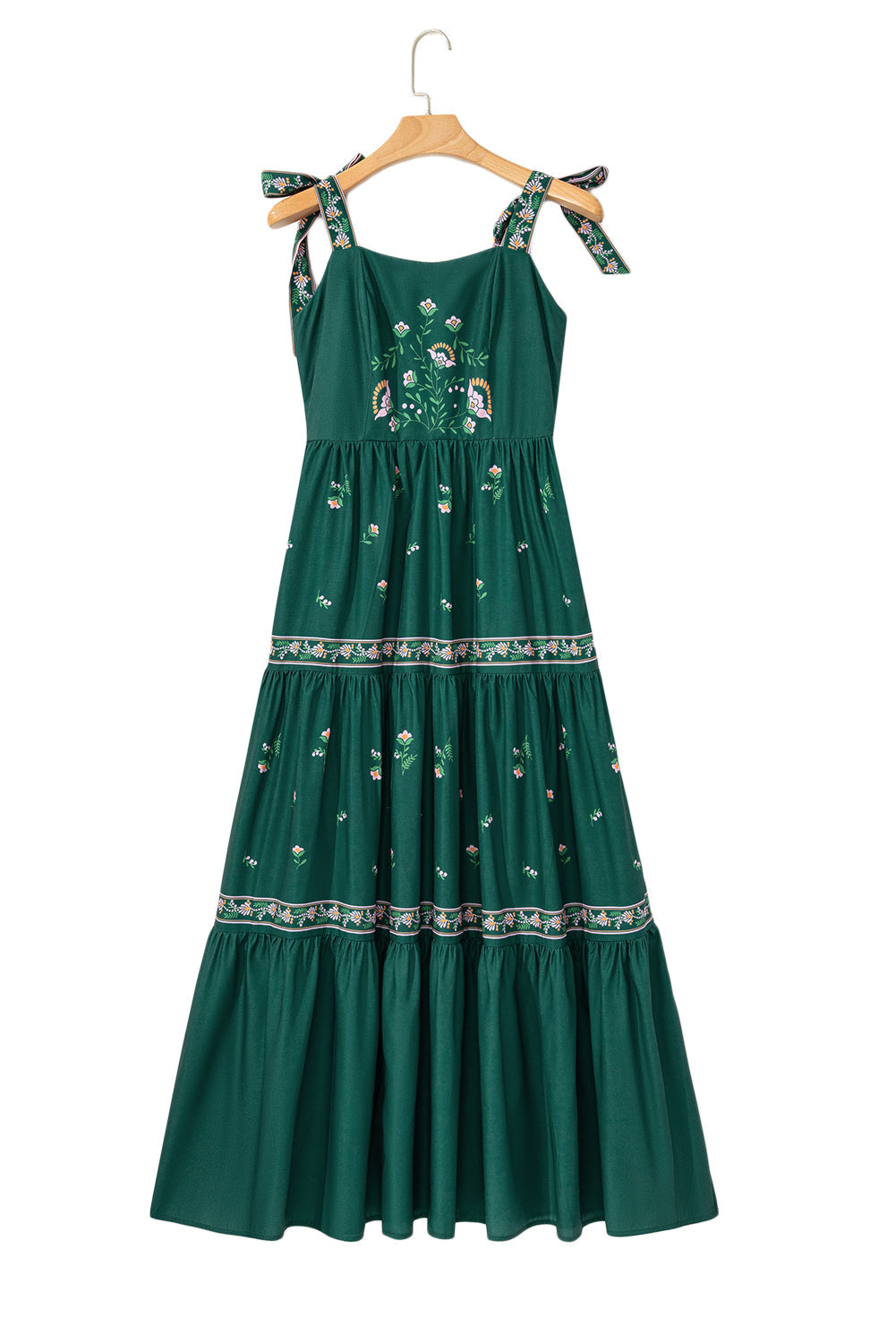 Blackish Green Boho Floral Print Sleeveless Dress