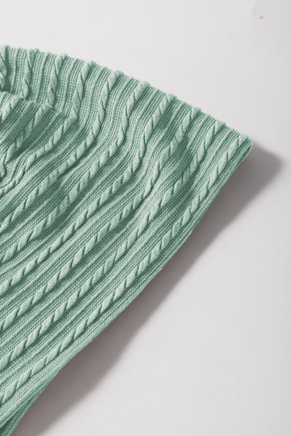 Moonlight Jade Solid Color Textured Ruffle Short Sleeve Knit Top