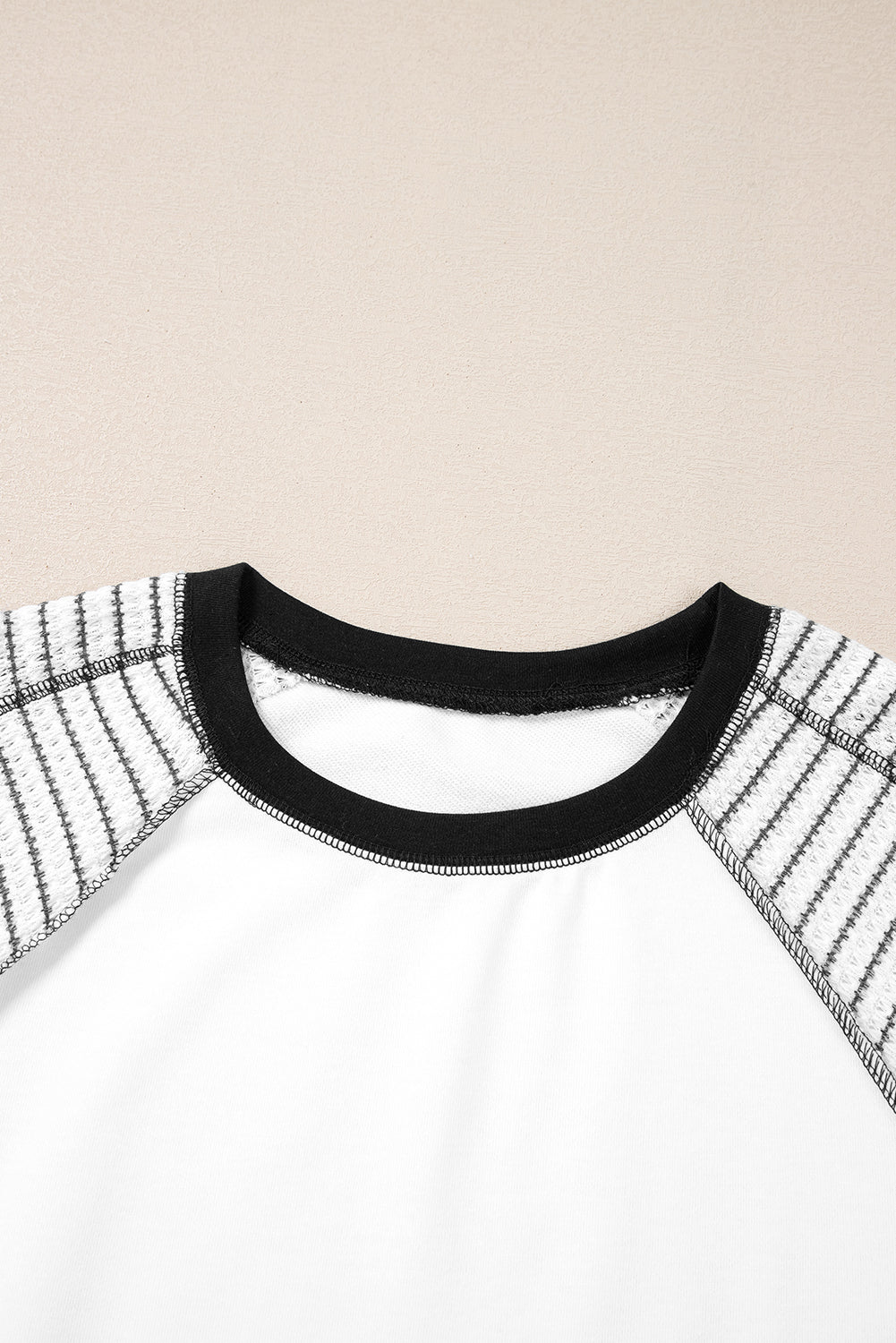 Black Striped Raglan Sleeve Patchwork Top