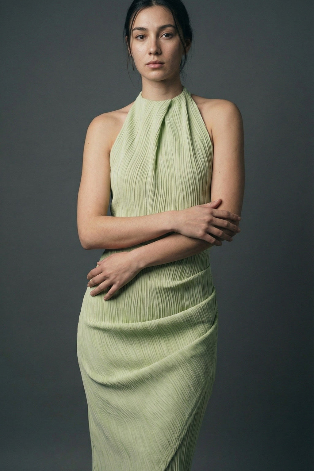 The Onyx Sculpted Halter Maxi