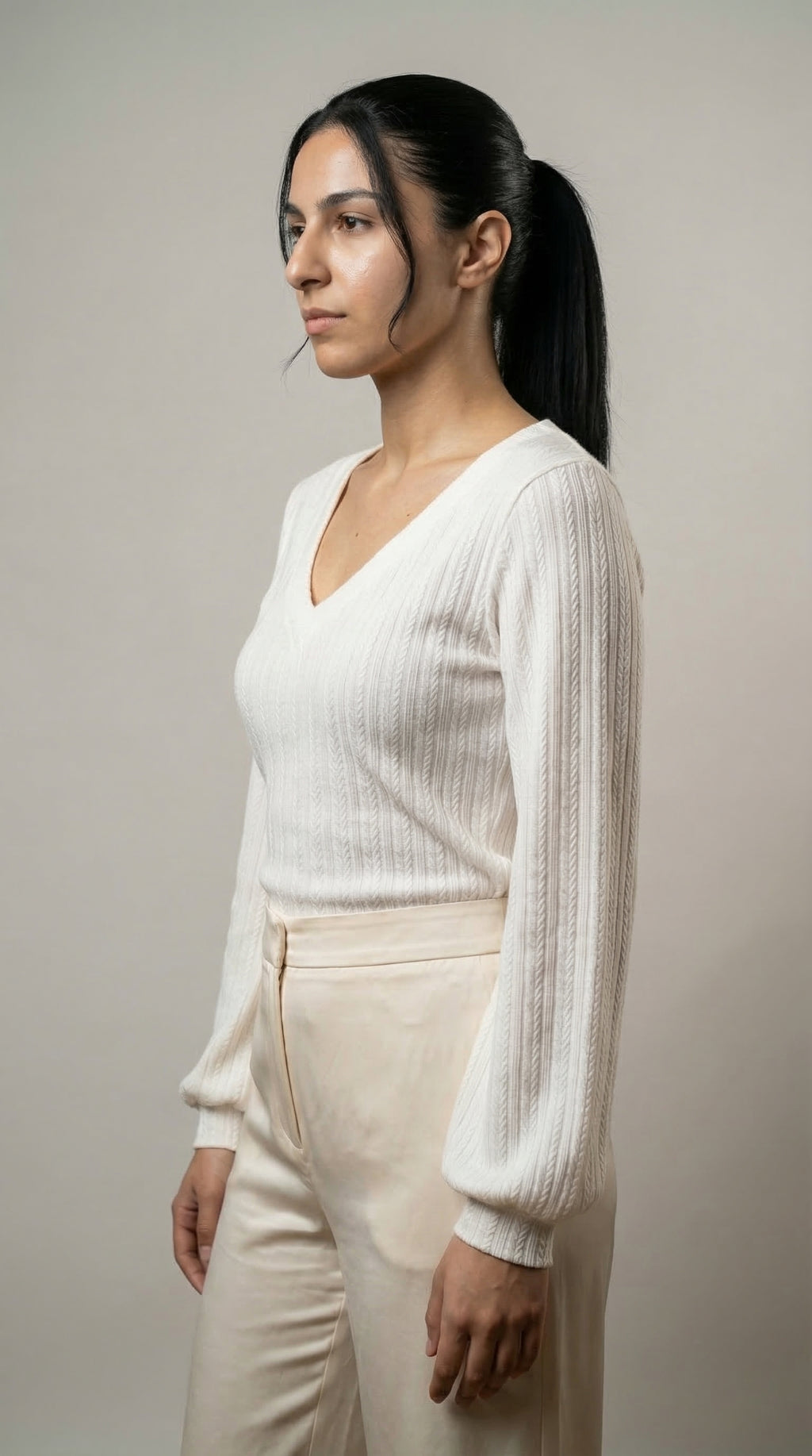 The Soft Weave V‑Neck top