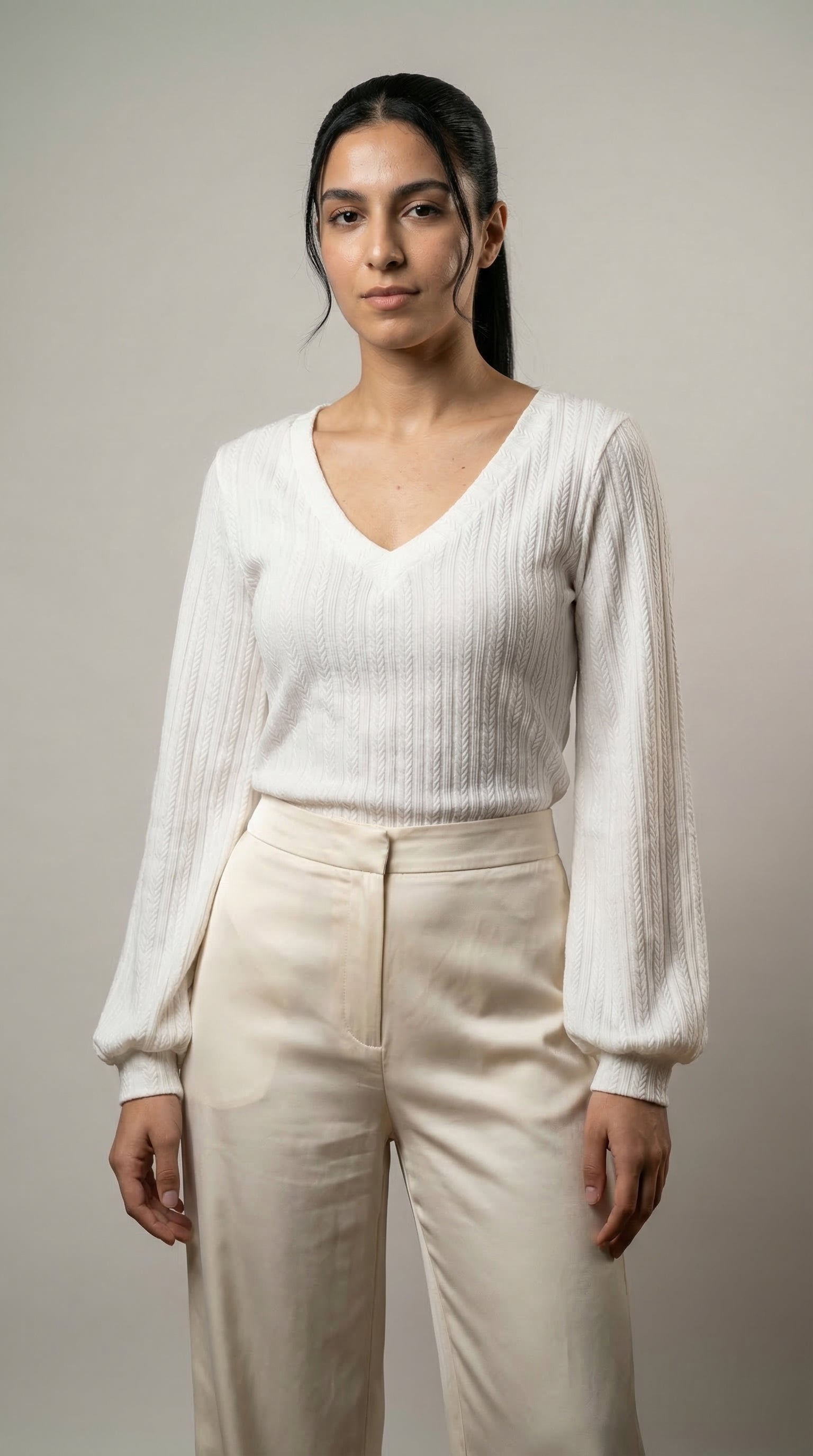 The Soft Weave V‑Neck top