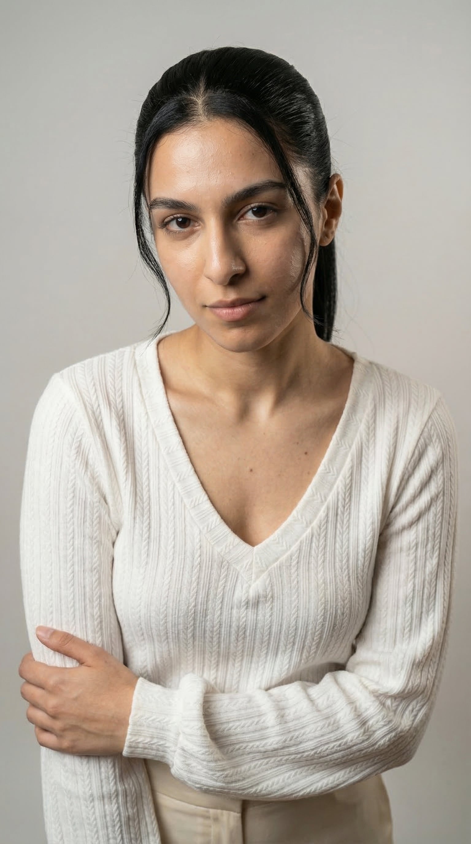 The Soft Weave V‑Neck top