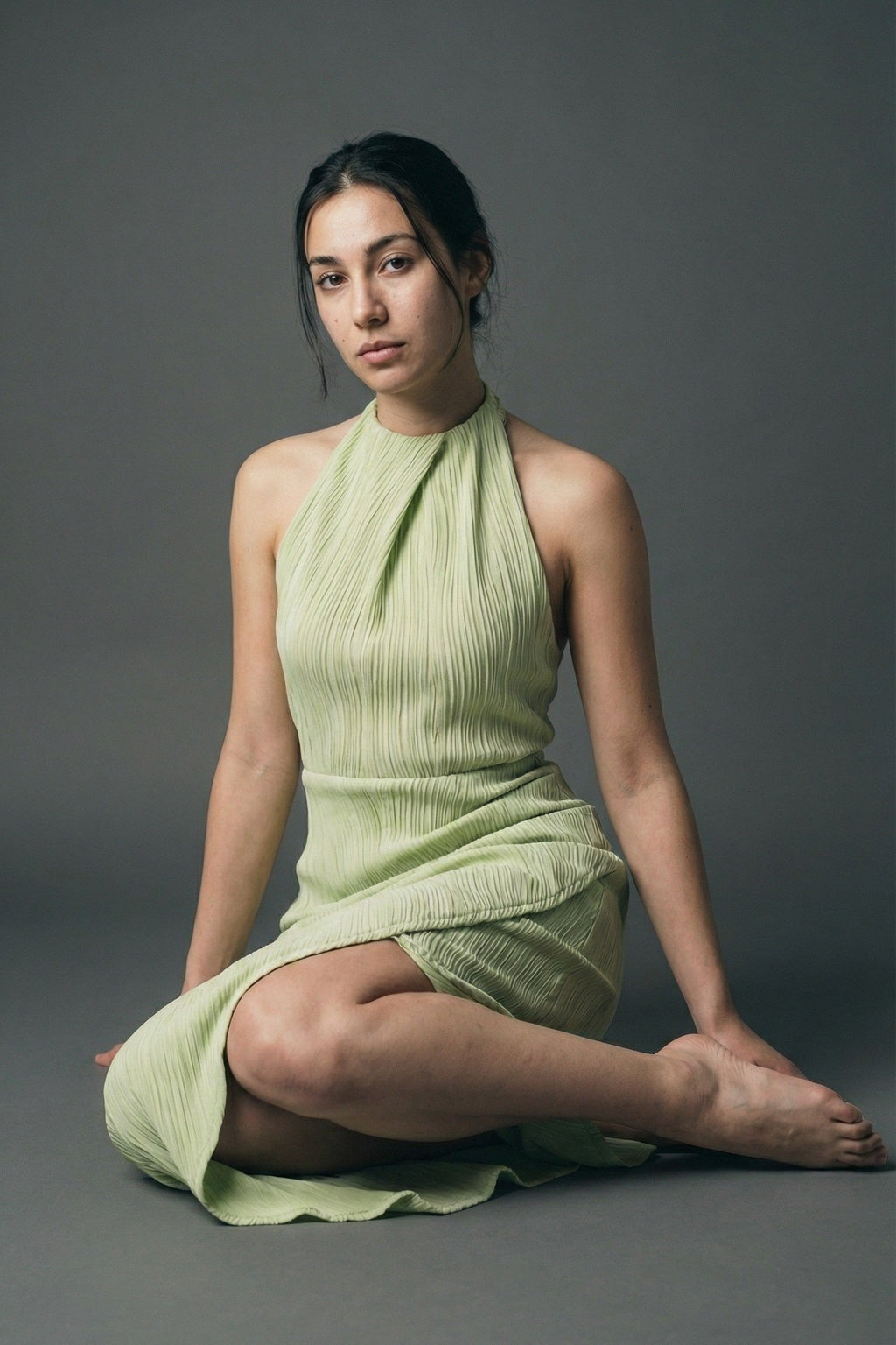 The Onyx Sculpted Halter Maxi