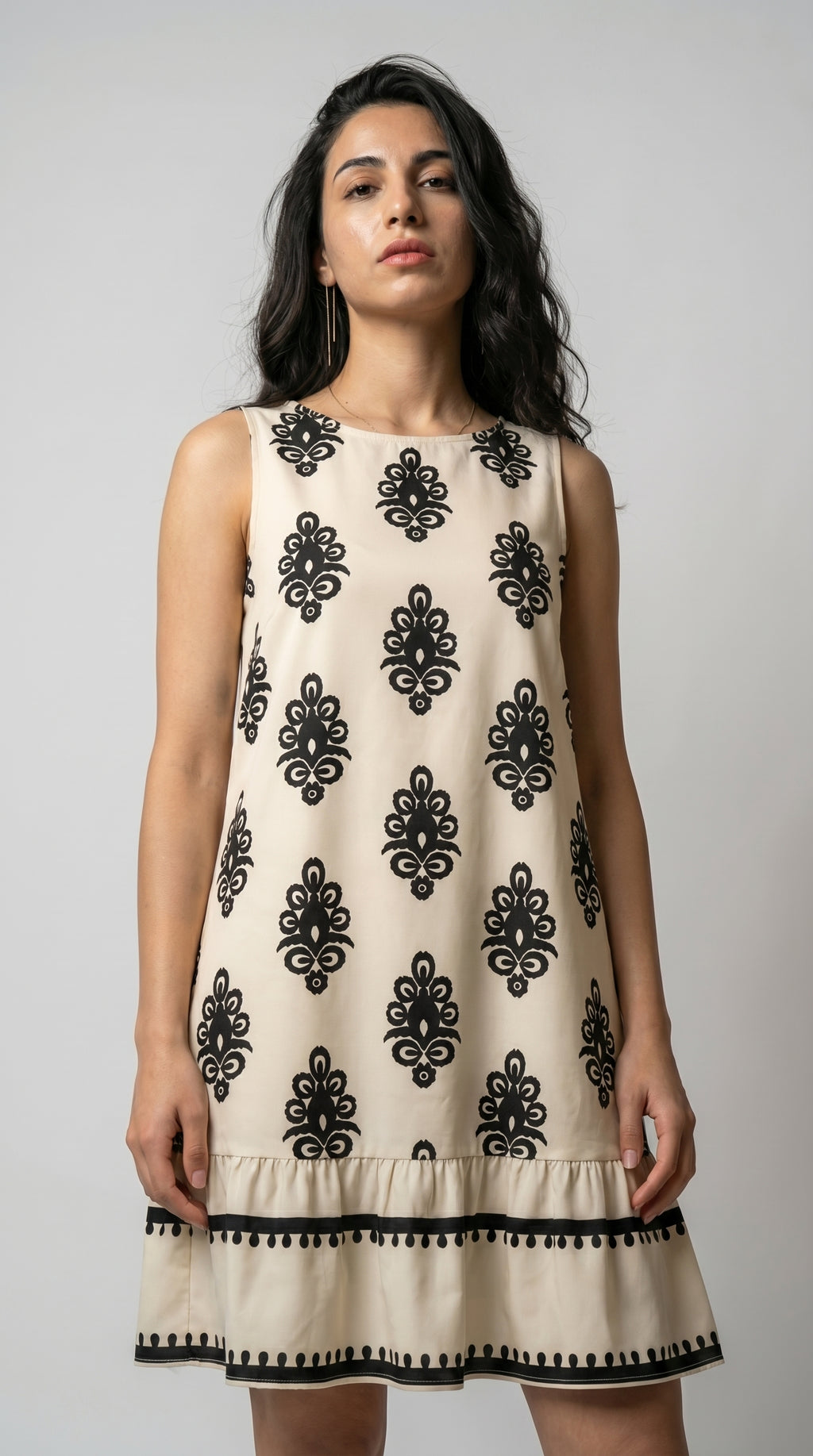 The Ivory Mosaic Hollowed Bowknot Back Mini Dress
