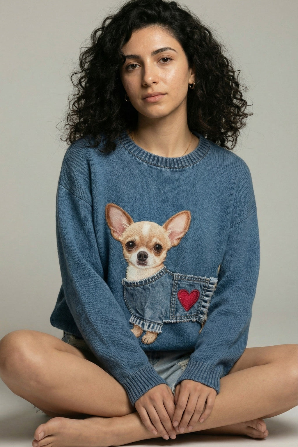 Chihuahua Intarsia Knit Sweater