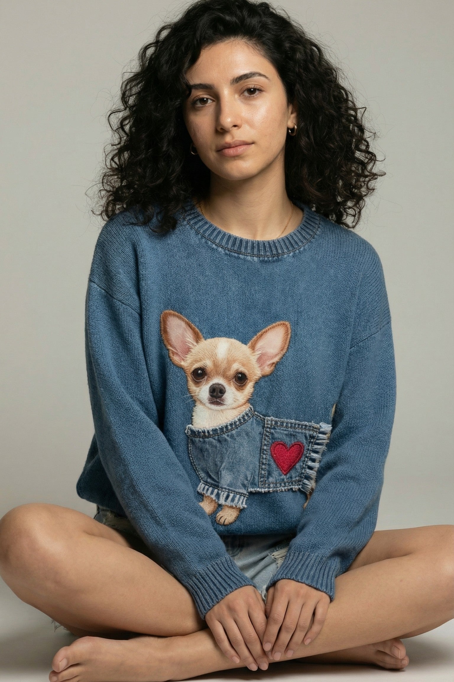 Chihuahua Intarsia Knit Sweater