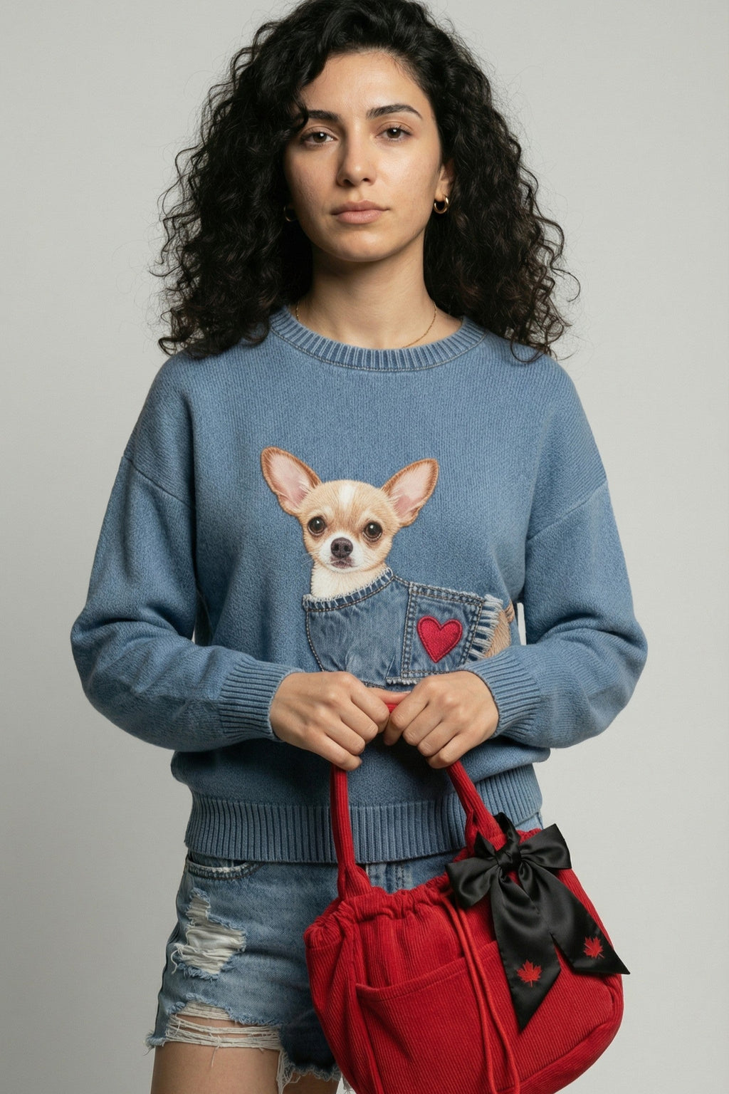 Chihuahua Intarsia Knit Sweater