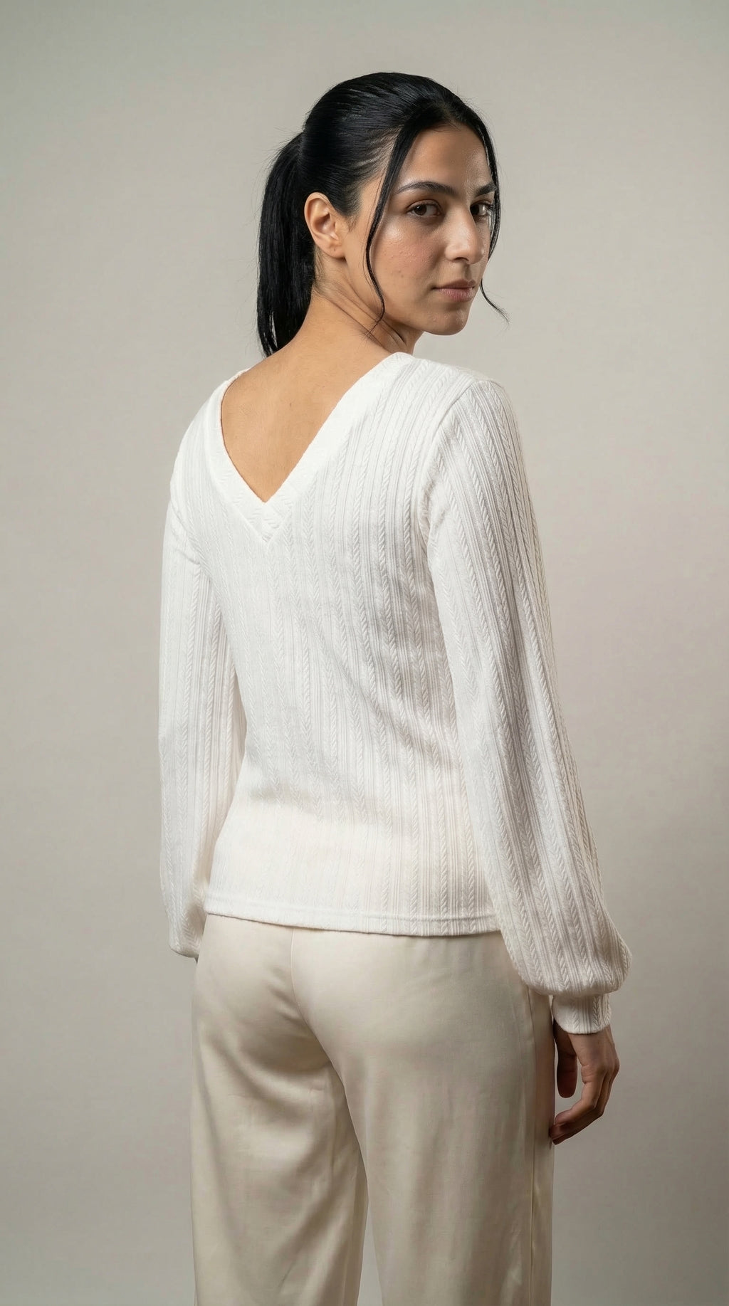 The Soft Weave V‑Neck top
