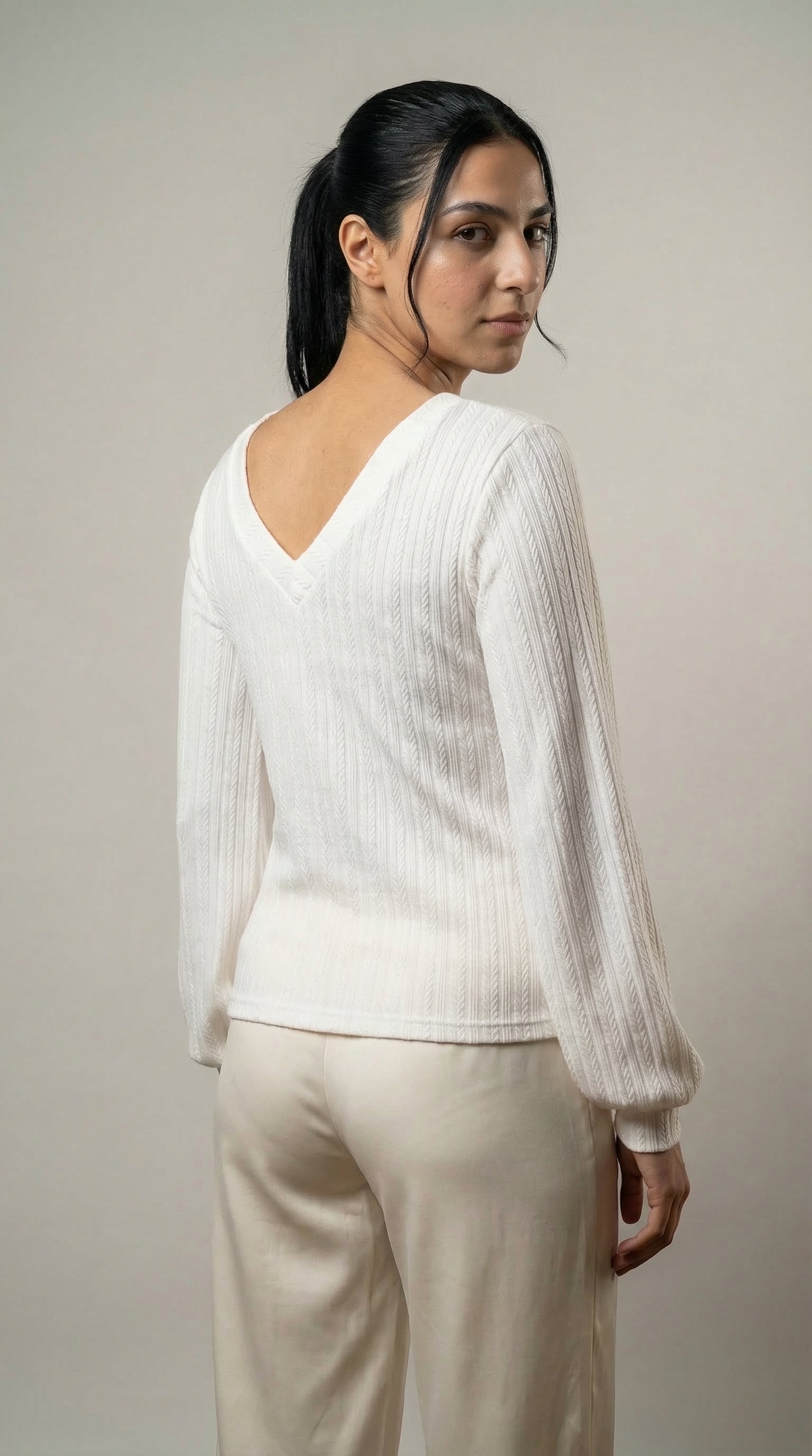 The Soft Weave V‑Neck top
