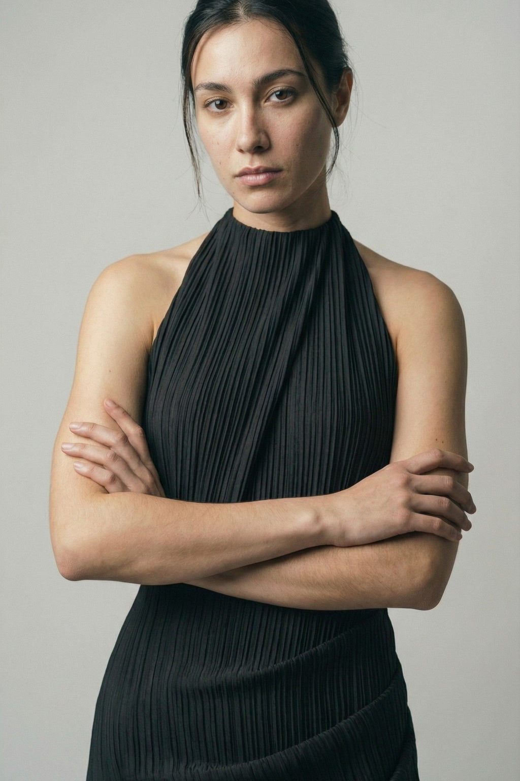 The Onyx Sculpted Halter Maxi