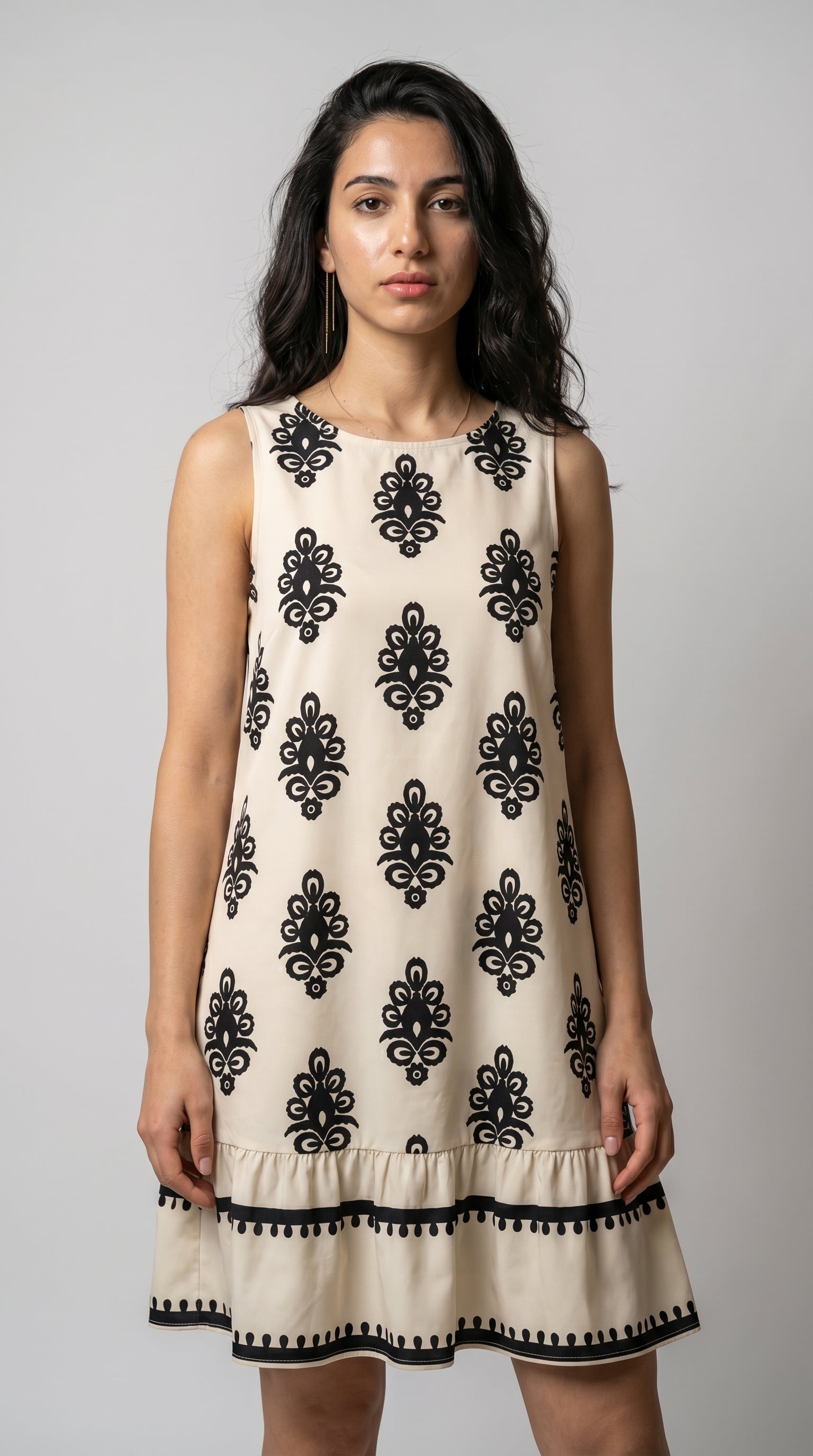 The Ivory Mosaic Hollowed Bowknot Back Mini Dress