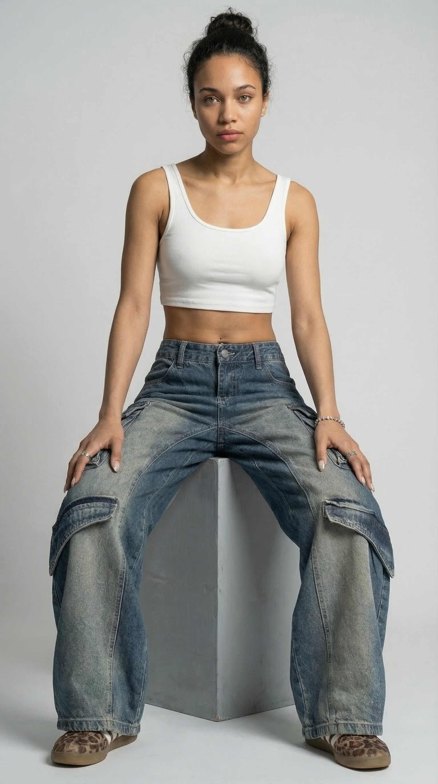 The Cargo Denim Wide‑Leg