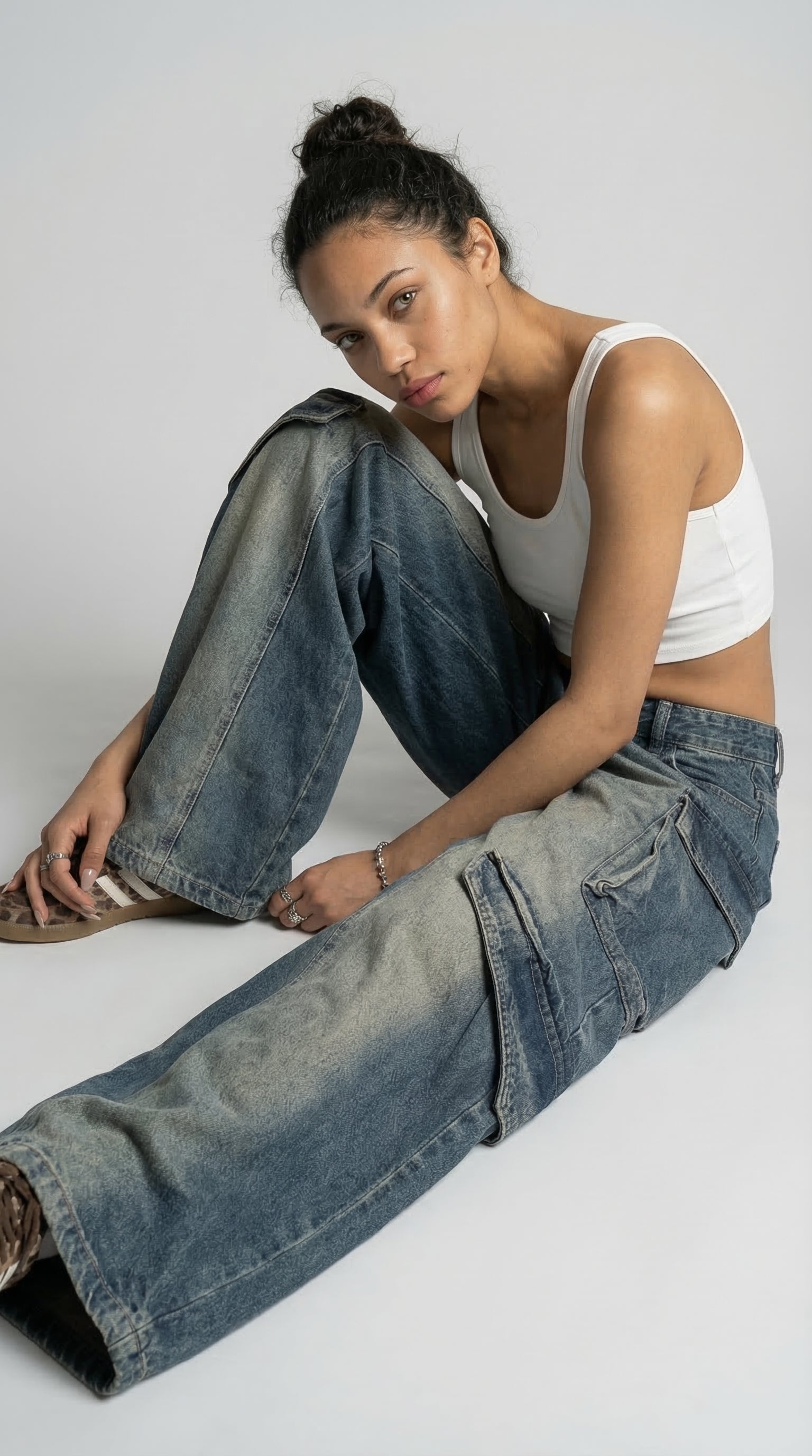The Cargo Denim Wide‑Leg