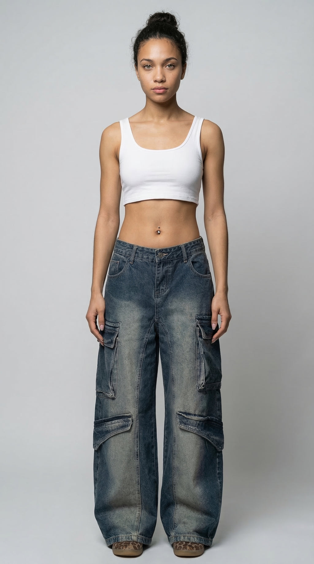 The Cargo Denim Wide‑Leg