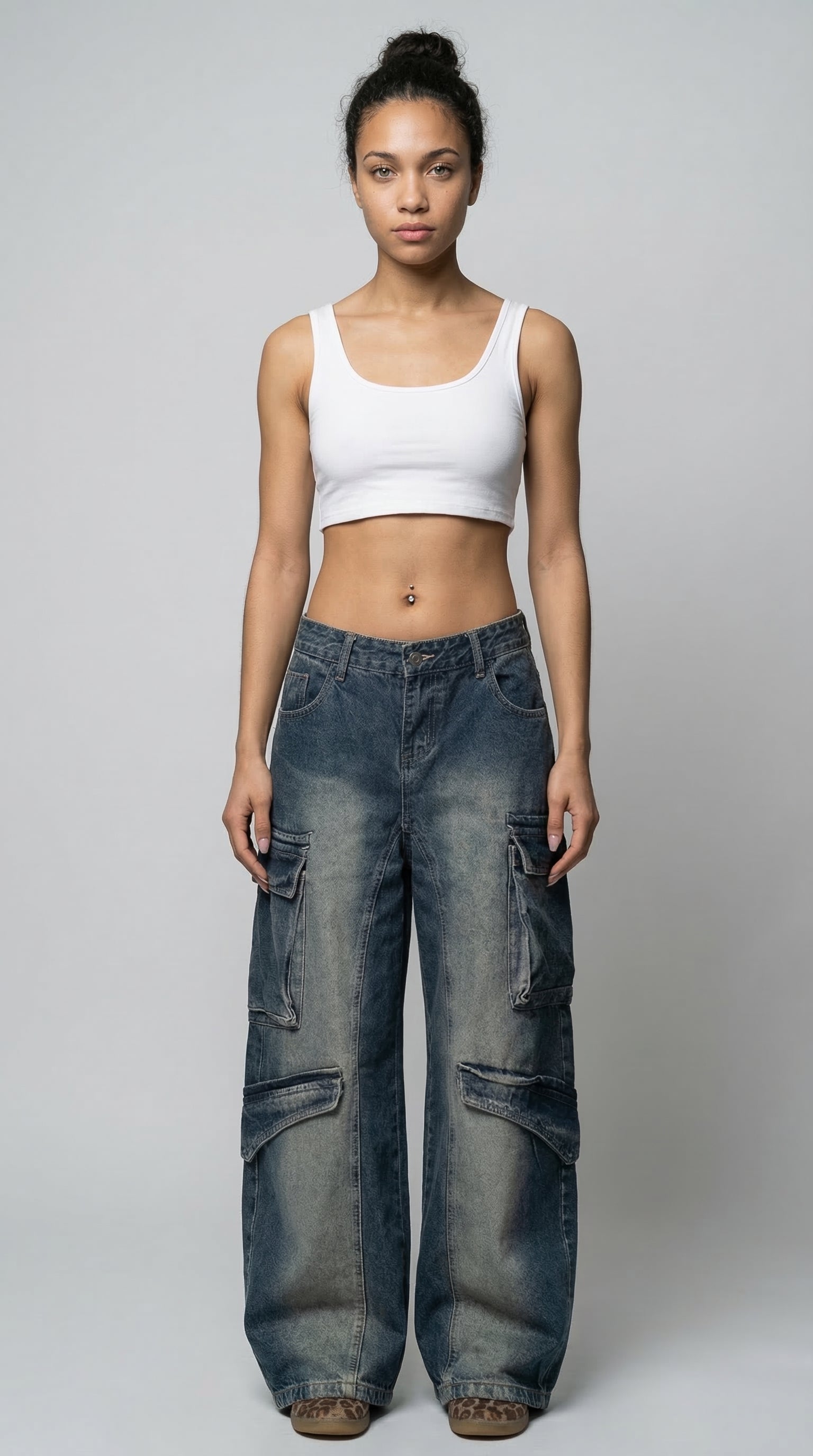 The Cargo Denim Wide‑Leg