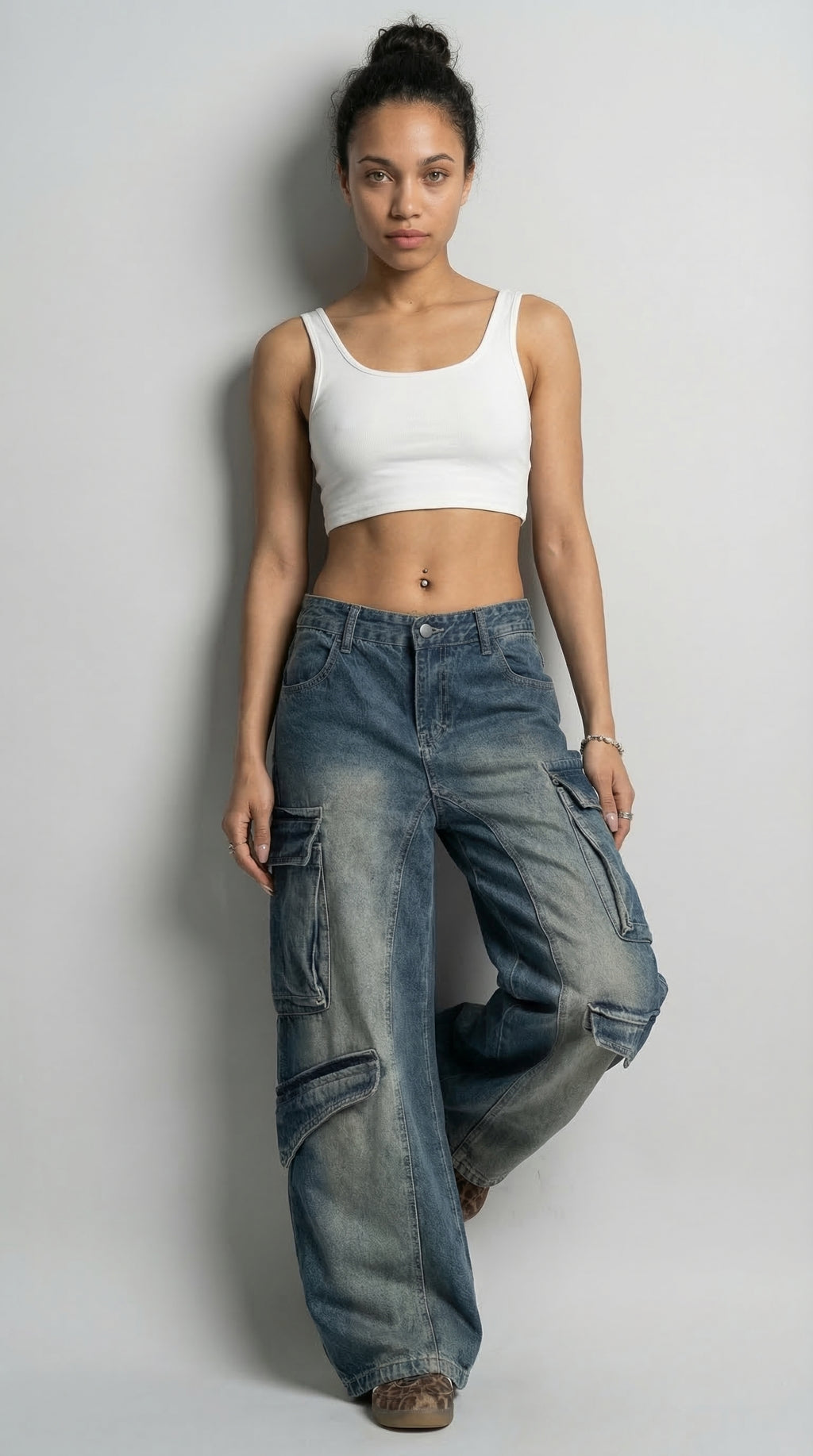 The Cargo Denim Wide‑Leg