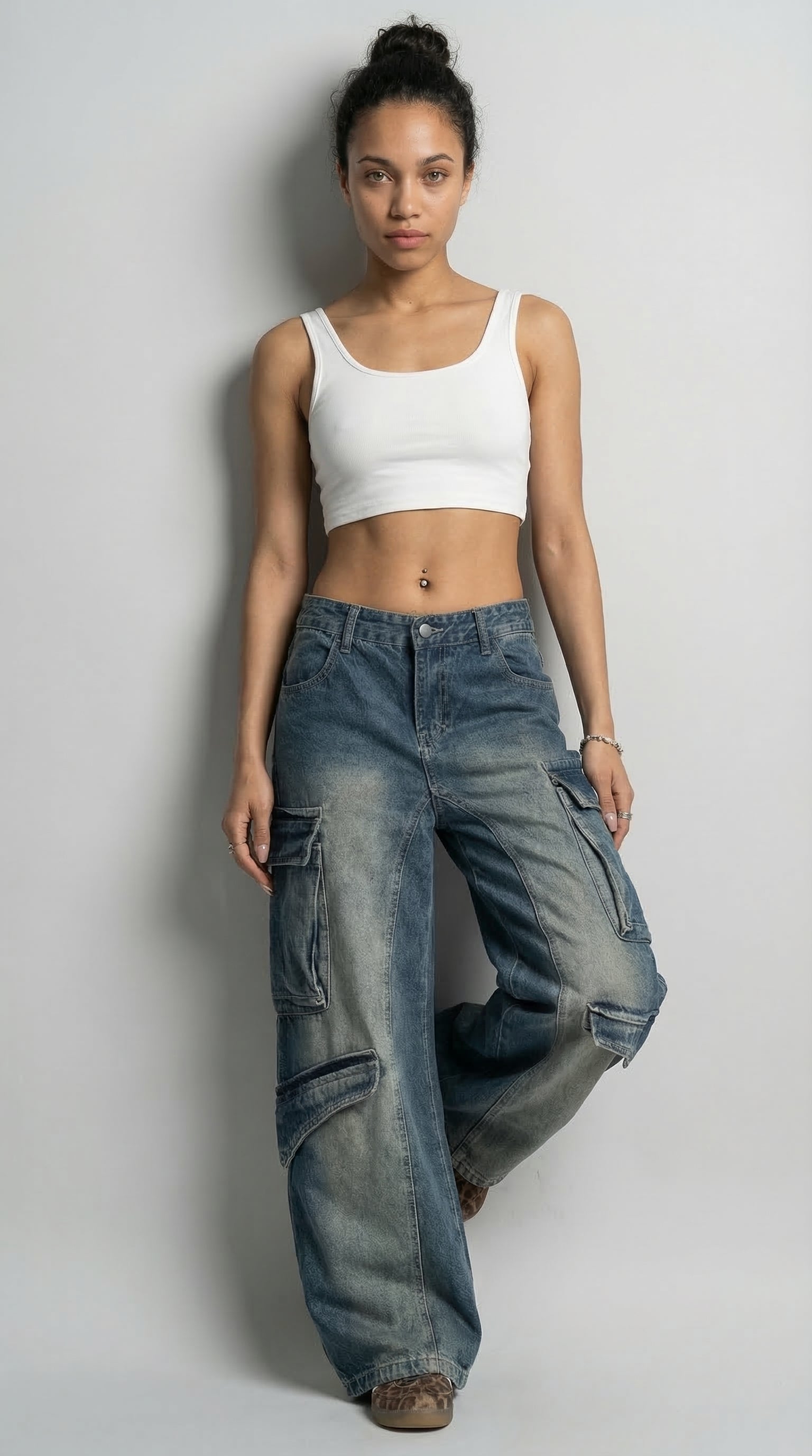 The Cargo Denim Wide‑Leg