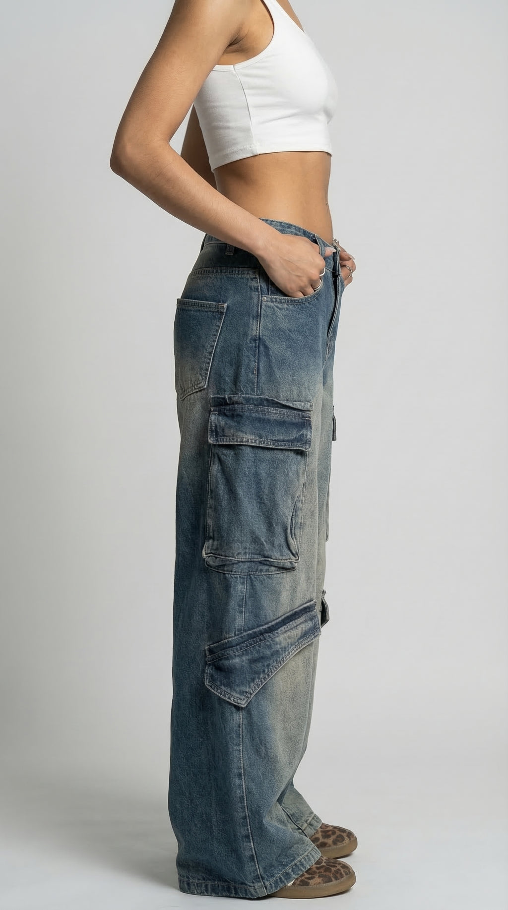 The Cargo Denim Wide‑Leg