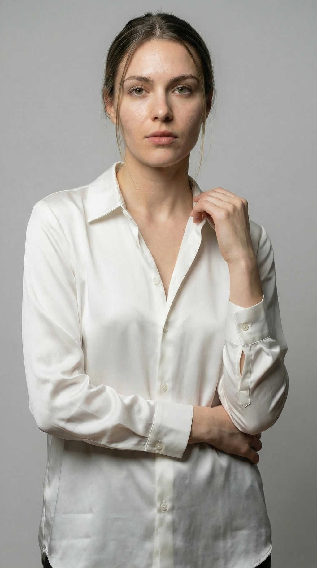 The Ivory Satin Classic Shirt