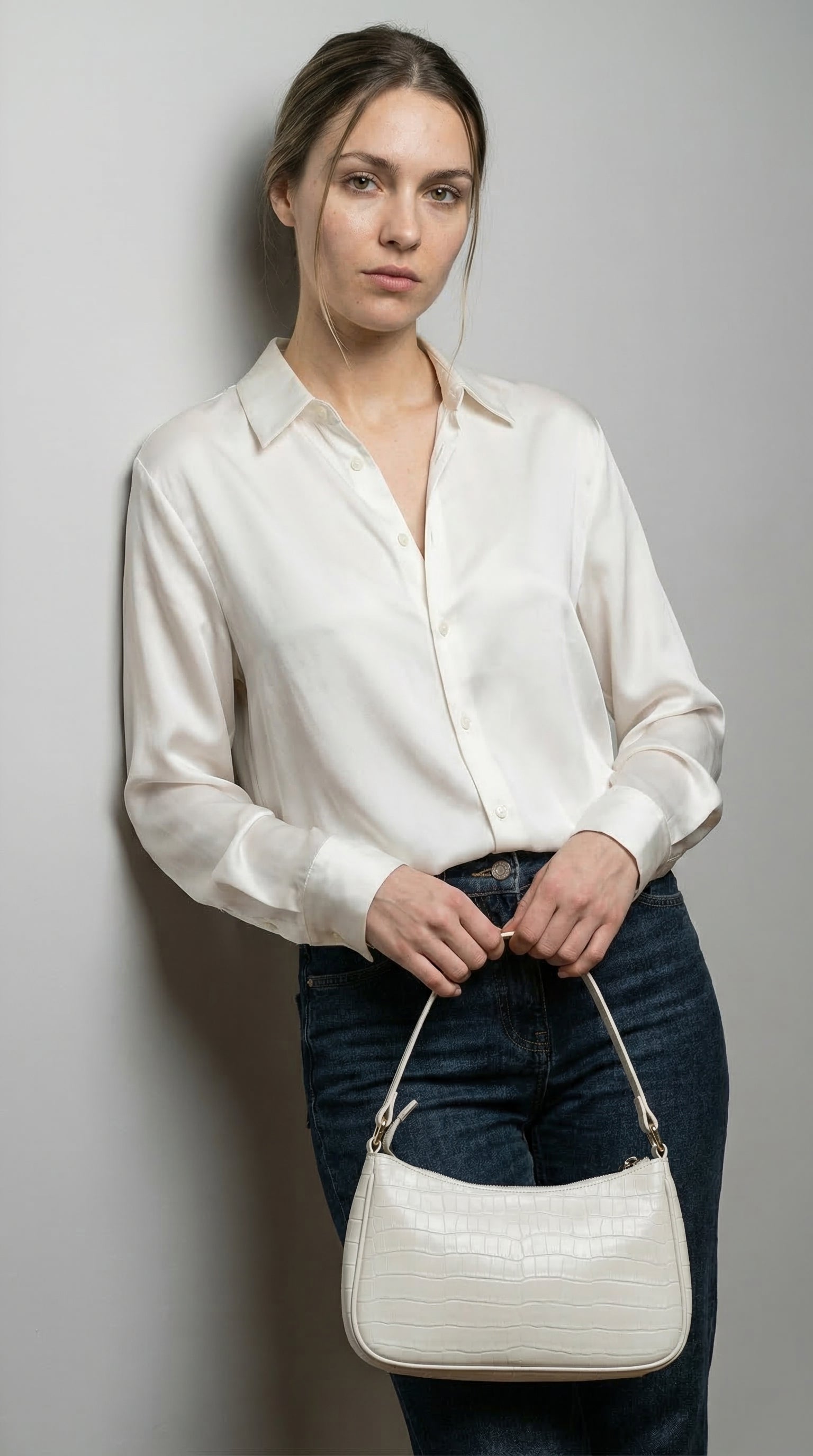 The Ivory Satin Classic Shirt