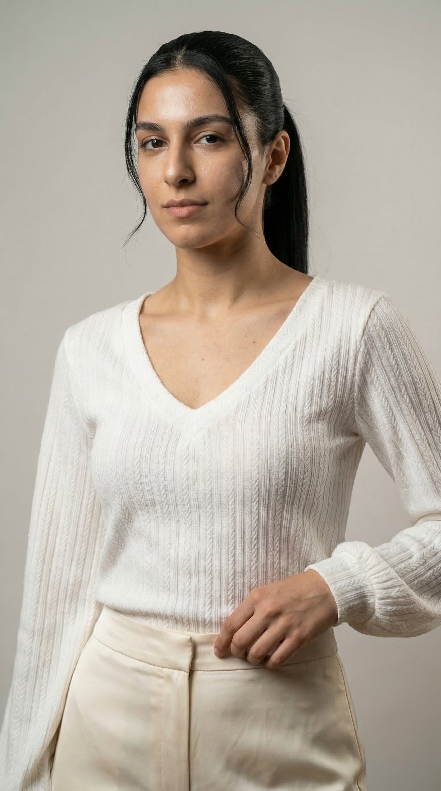 The Soft Weave V‑Neck top