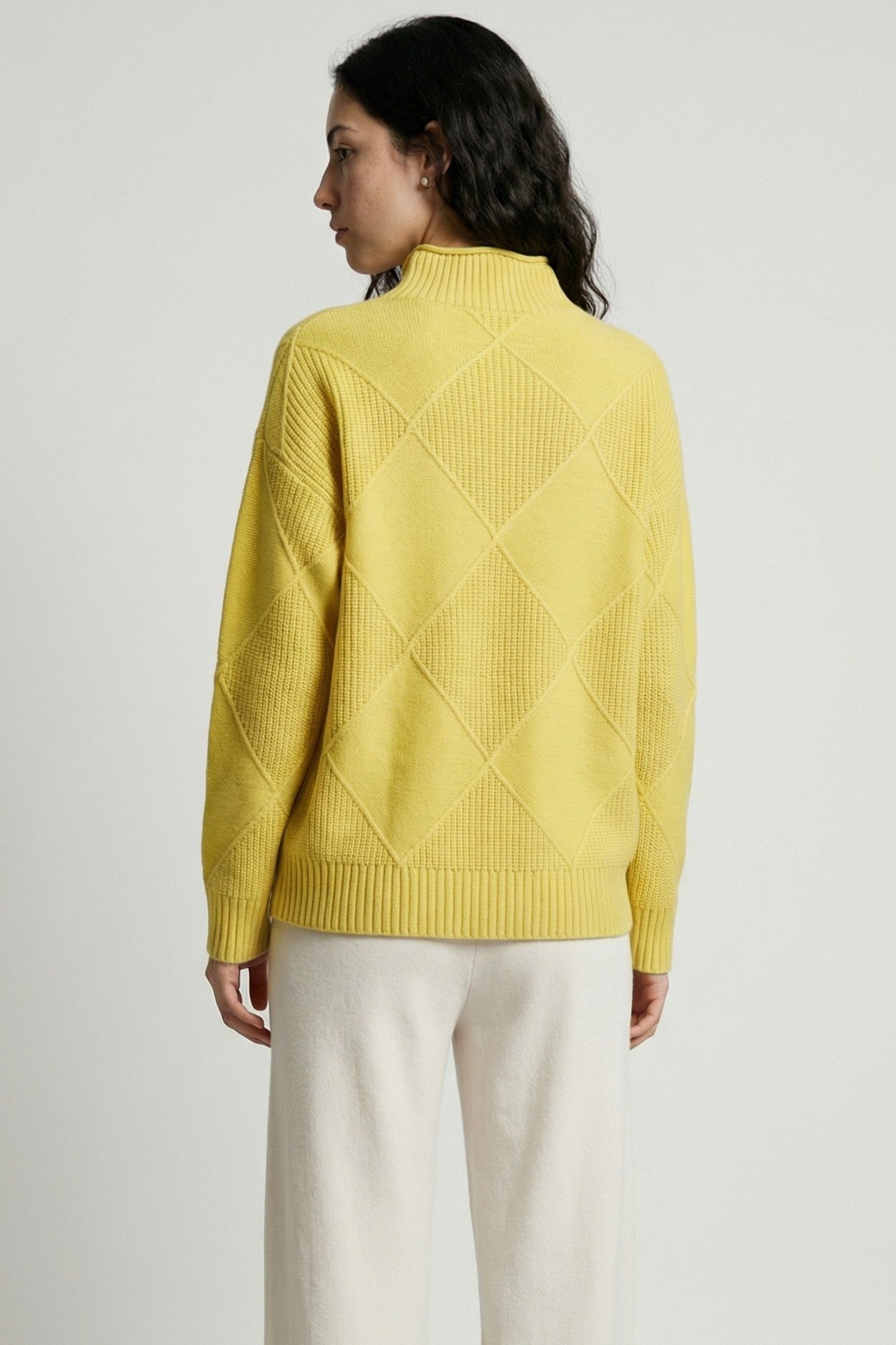 Diamond-Textured Oversized Knit Sweater